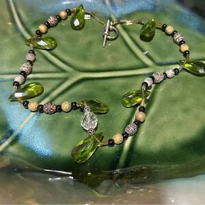 Handcrafted Boho Austrian Crystal Beaded Necklace 14”